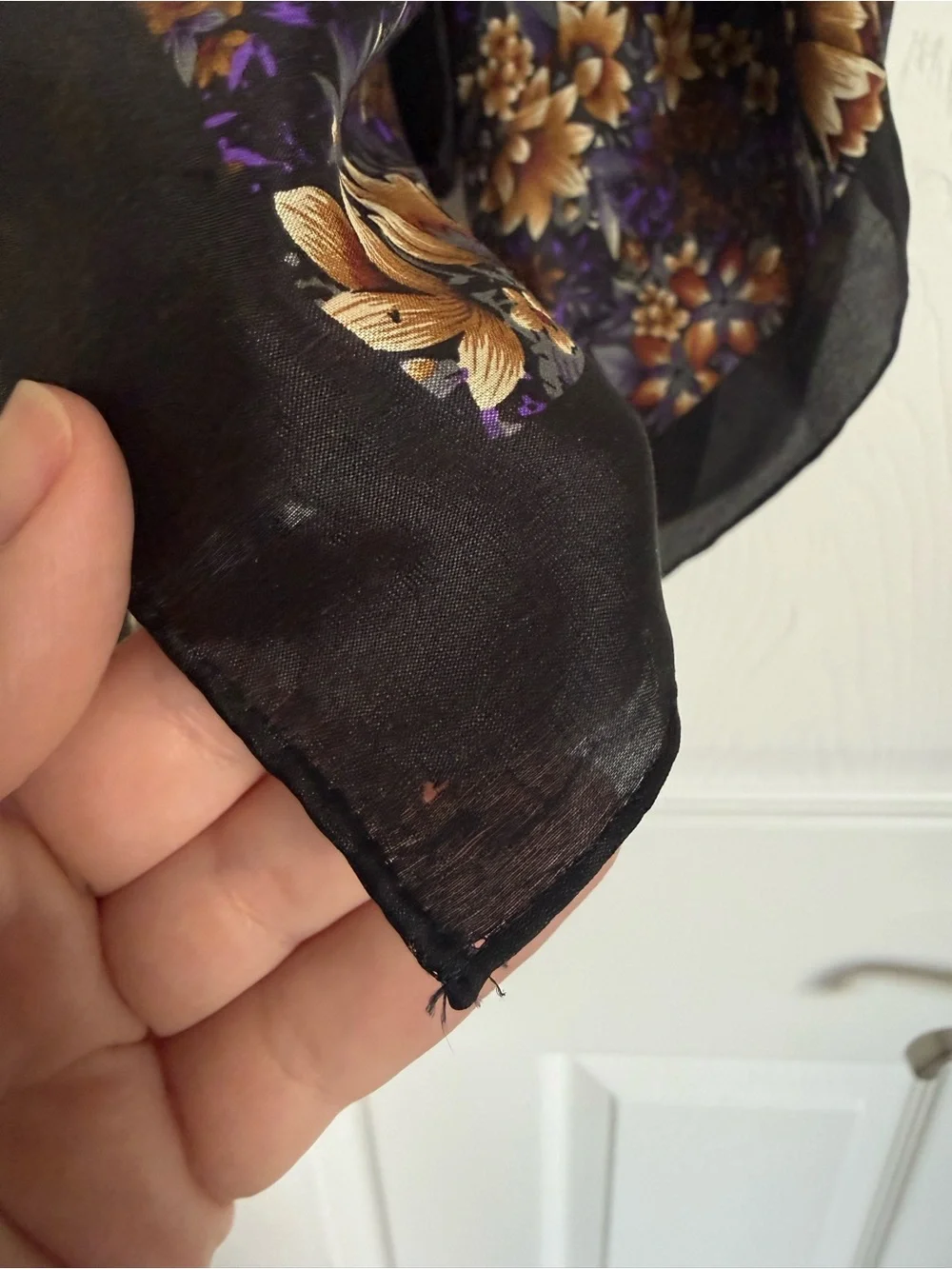 Elaine Gold for Collection XIIX Silk Square Scarf Floral Purple Tan Ivory